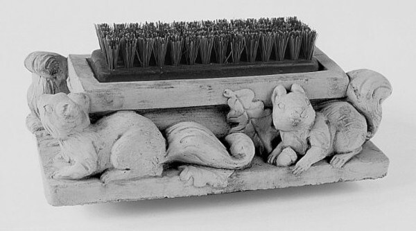 Squirrel Boot brush Sculpture Garden Acorns Leaves Decor